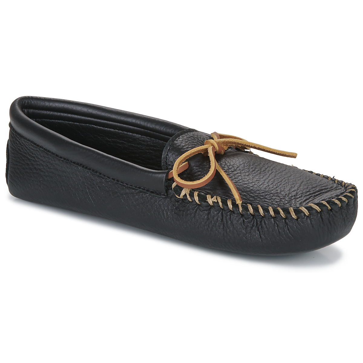 Minnetonka – DOUBLE DEERSKIN SOFTSOLE – Noir