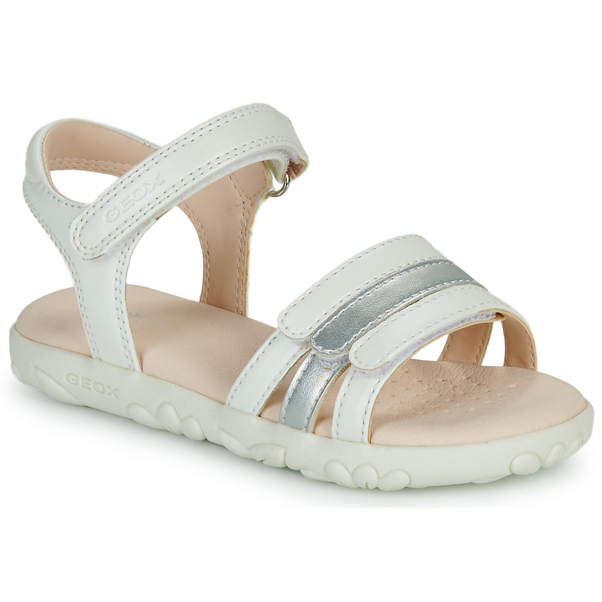 Geox – J SANDAL HAITI GIRL – Blanc / Argenté