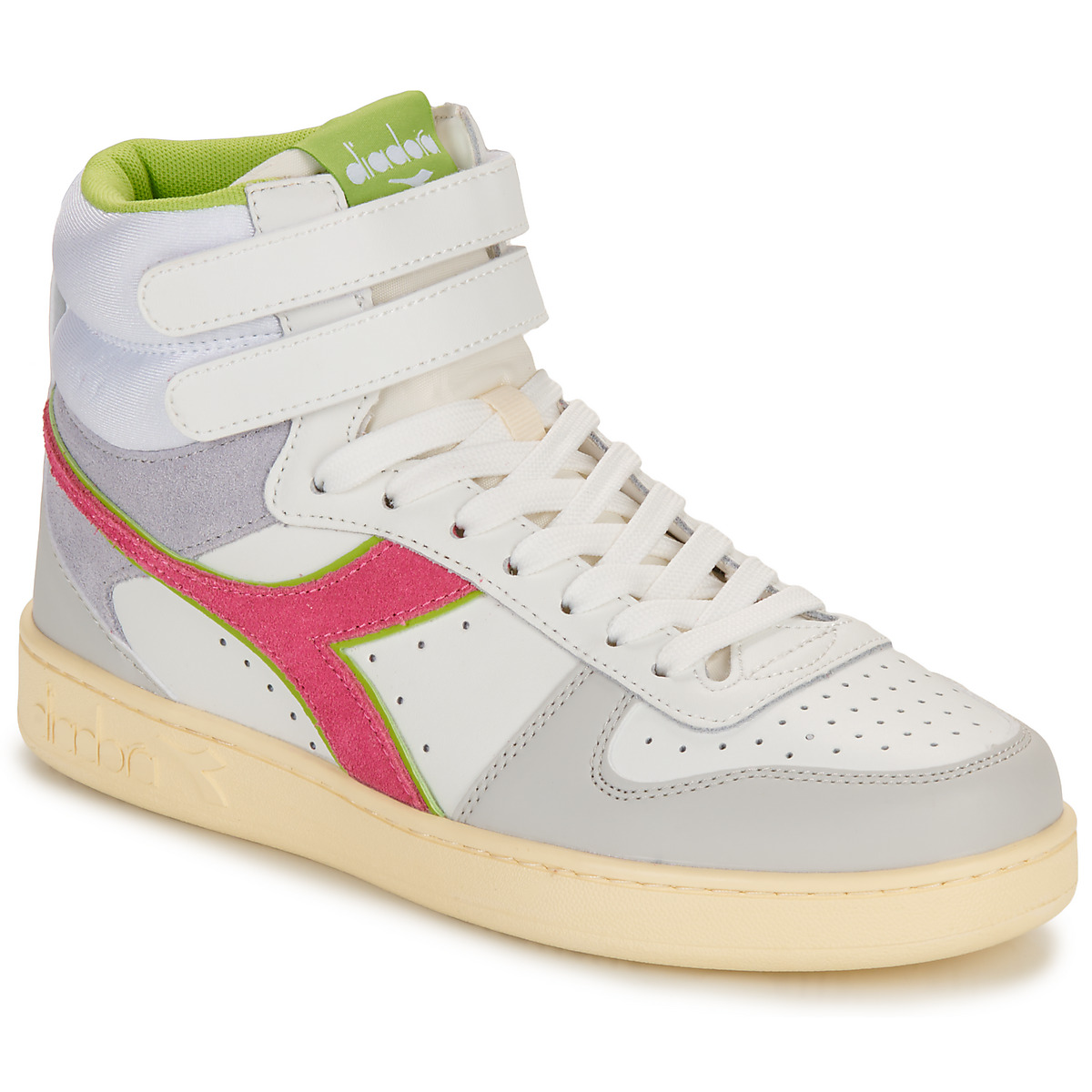 Diadora – MAGIC BASKET MID – Blanc / Gris / Rose