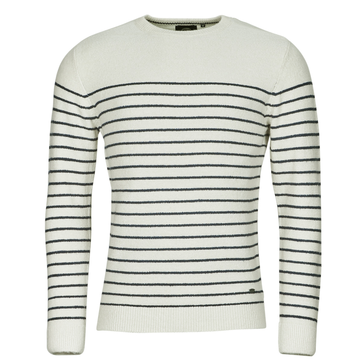 Petrol Industries – MEN KNITWEAR ROUND NECK BASIC – Blanc / Noir