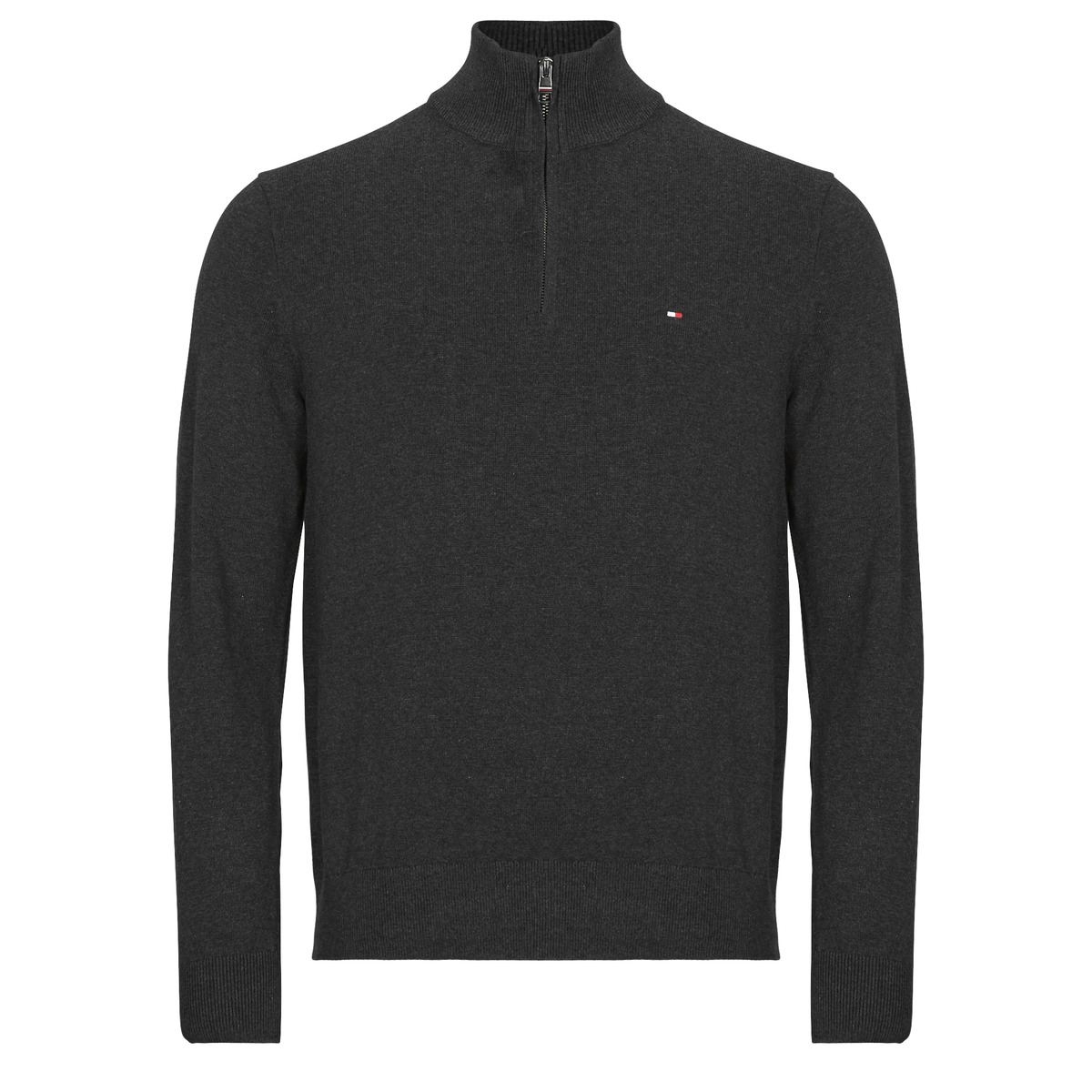 Tommy Hilfiger – PIMA ORG CTN CASHMERE ZIP MOCK – Gris Foncé