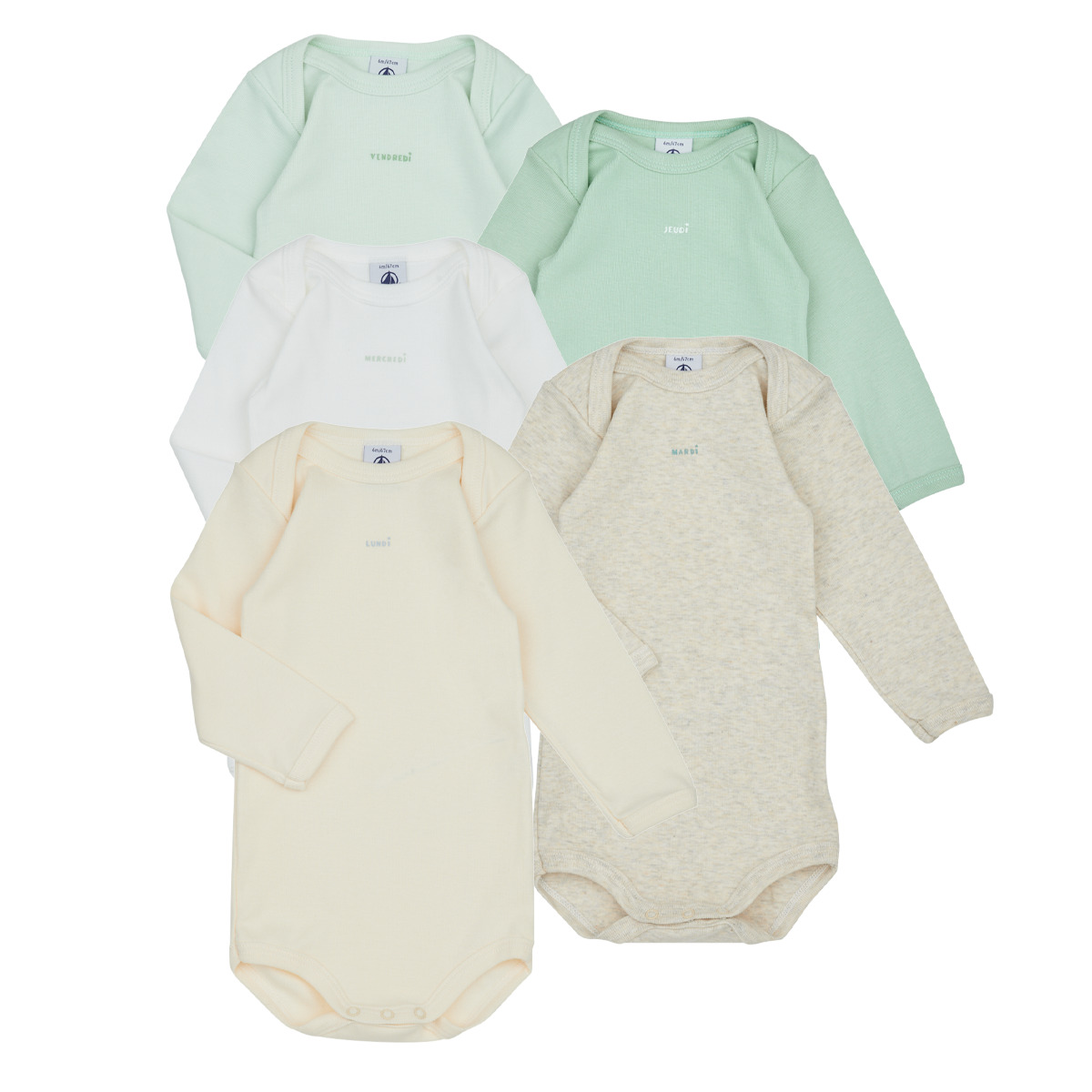 Petit Bateau – BODY US ML EDG PACK X5 – Multicolore