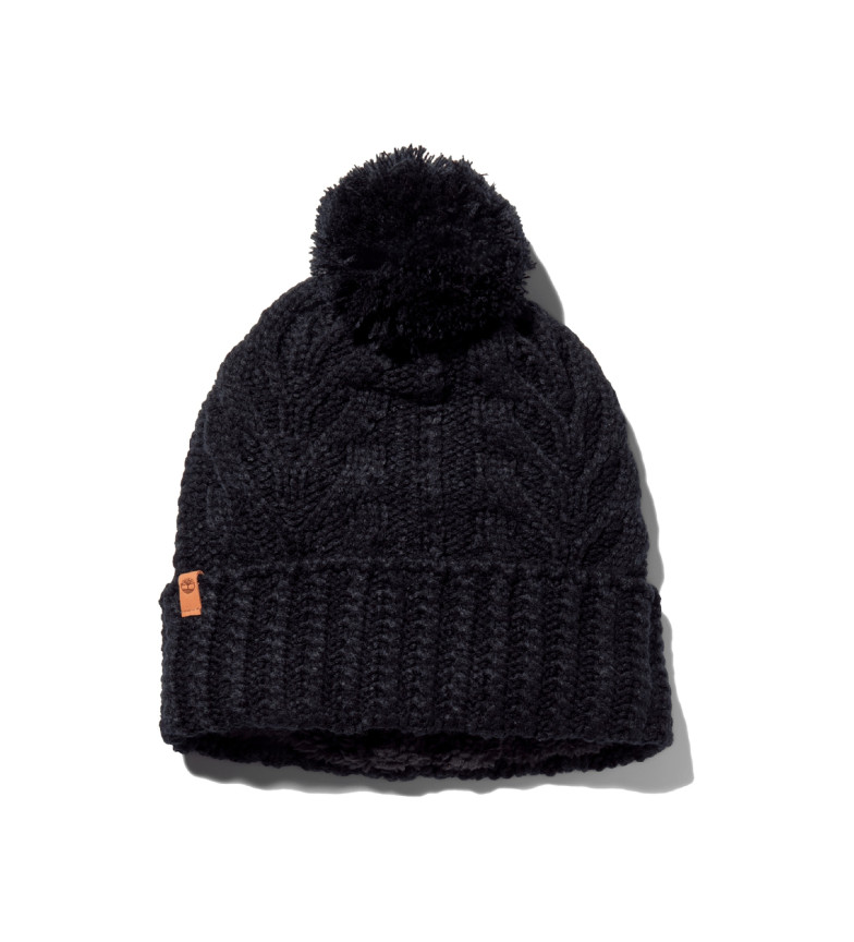 BONNET TRESSÉ EN TRICOT AVEC POMPON NOIR 3217098