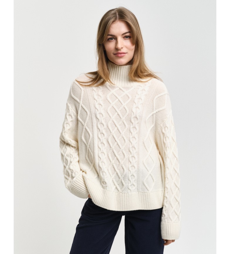 PULL BLANC À COL DROIT EN TRICOT EIGHTS KNITTED PULLOVER 3217153