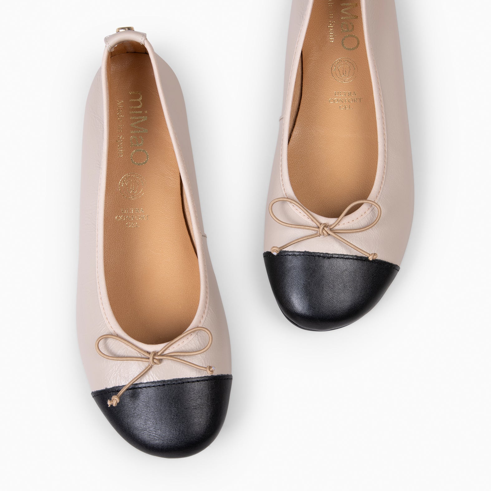 MARILYN – Ballerines bicolores en cuir BEIGE NOIR