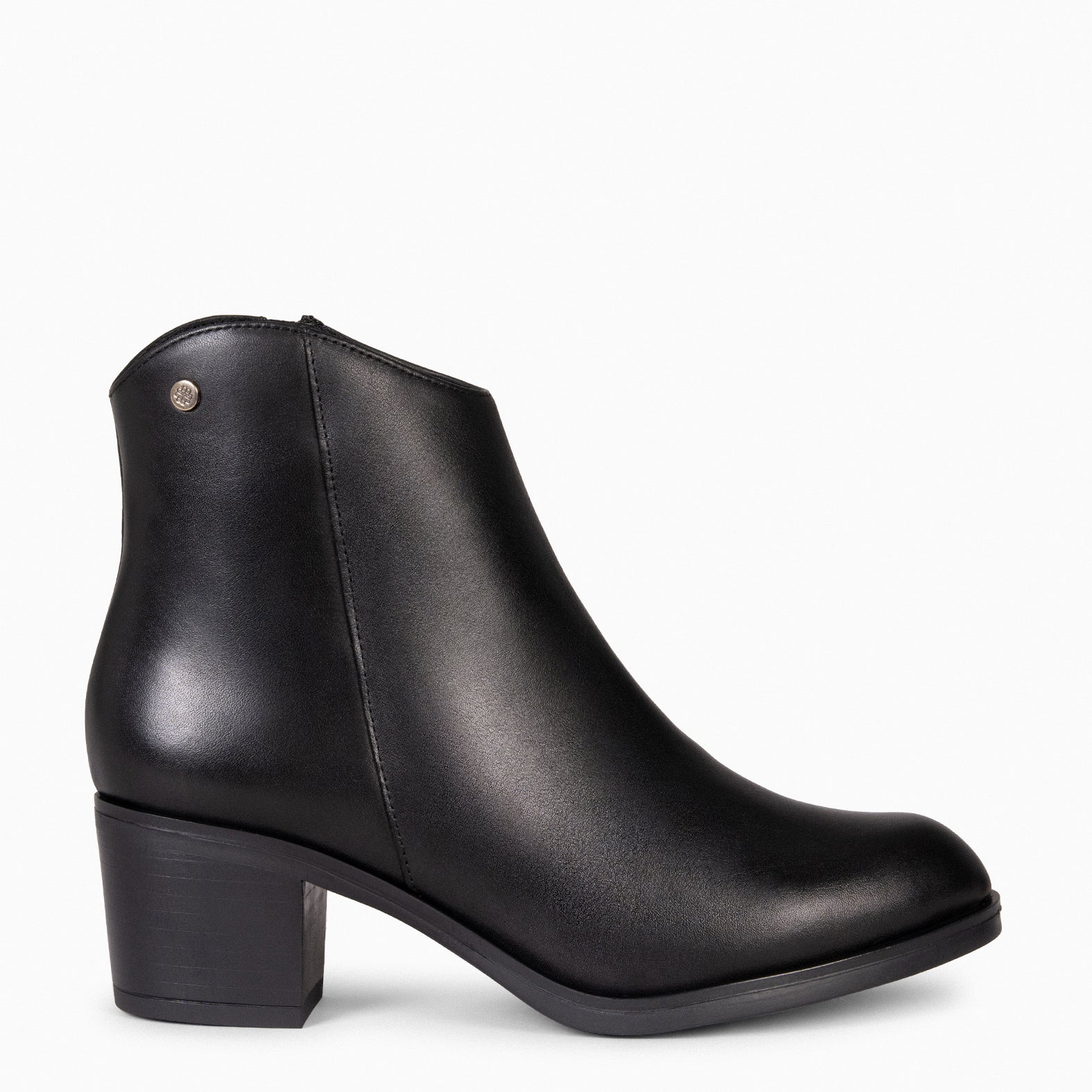 PRESTON – Bottines à talon en cuir NOIR