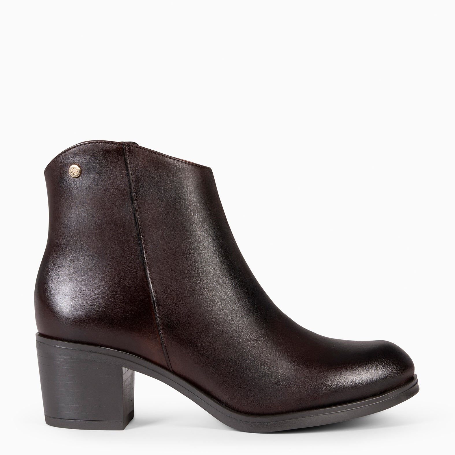 PRESTON – Bottines à talon en cuir MARRON