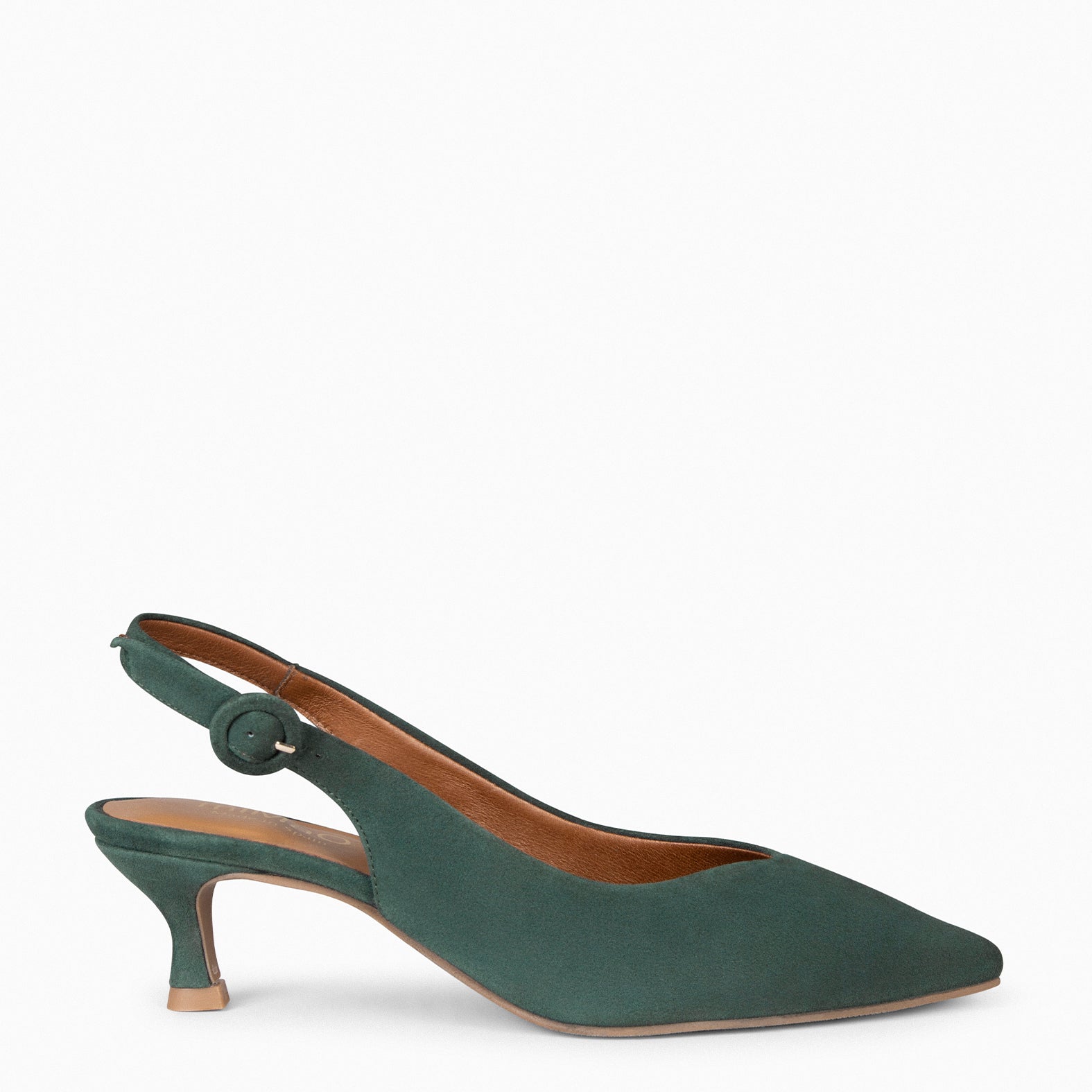 CARMEN – Slingbacks à petit talon kitten VERT