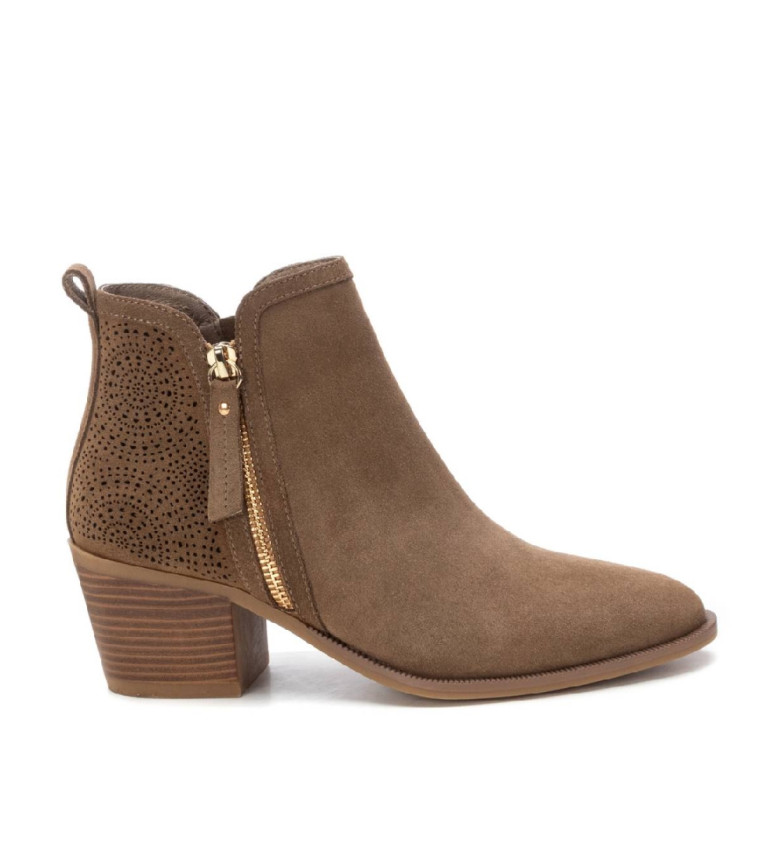 BOTTINES EN CUIR 162163 TAUPE 3213775