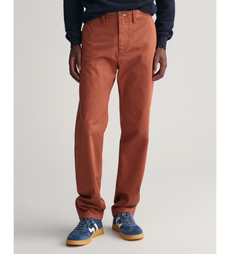 PANTALON CHINO EN SERGÉ MARRON À COUPE RÉGULIÈRE 3129149