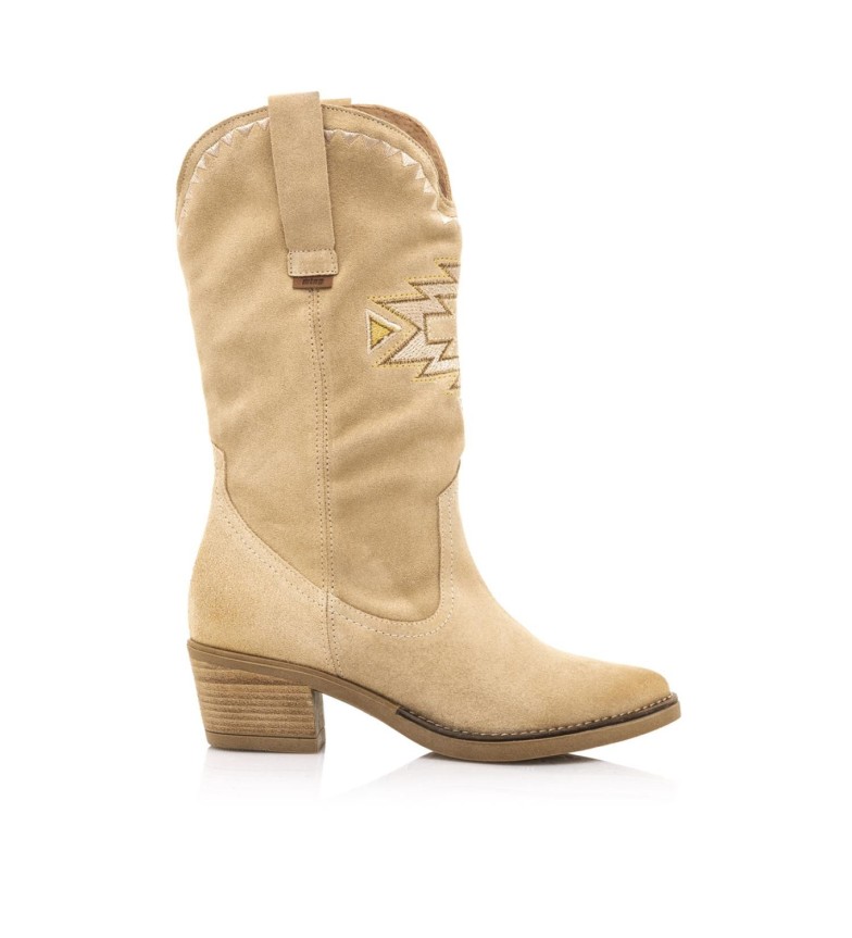 BOTTE MEXICAINE DÉCONTRACTÉE EN CUIR BEIGE – HAUTEUR DU TALON 5CM 2988726