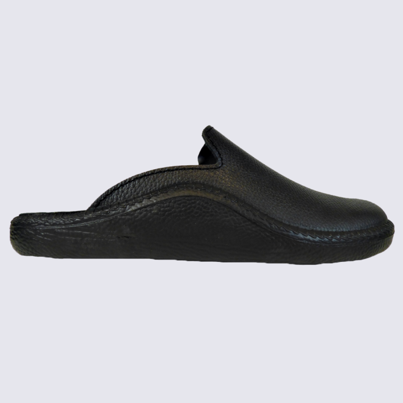 Mules Josef Seibel, mules confort homme en cuir noir