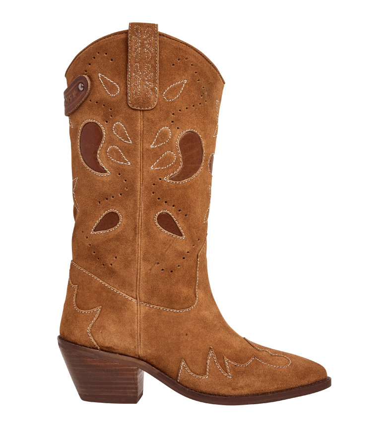 BOTTES EN CUIR DE COW-BOY MARRON -HAUTEUR DU TALON 5CM 3081590