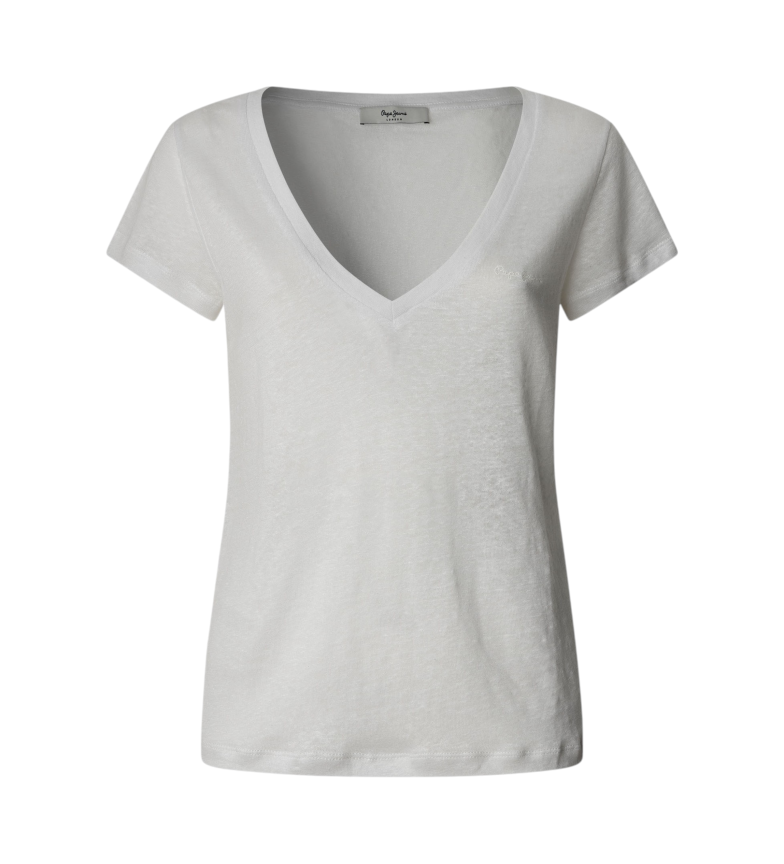 MEGAN – T-SHIRT À MANCHES COURTES ET COL EN V – BLANC 3229878