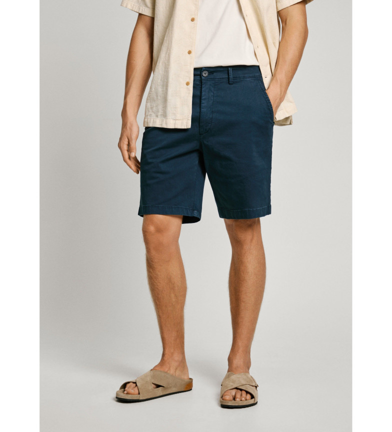 SHORT CHINO EN SERGÉ EXTENSIBLE MARINE 3229383