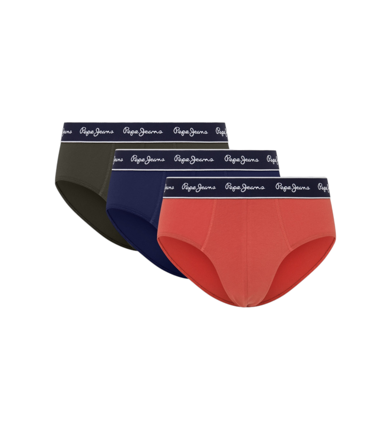 LOT DE 3 SLIPS SOLIDES ROUGE, MARINE, GRIS 3185302