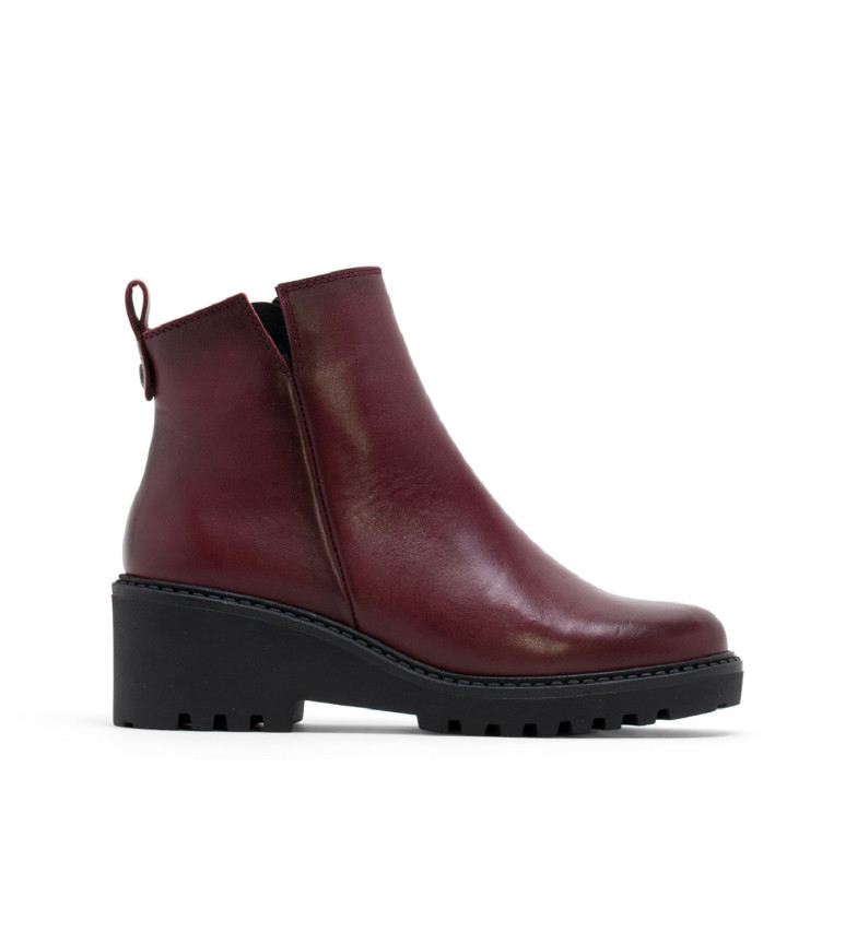 BOTTINES EN CUIR AVEC SEMELLE COMPENSÉE ET FERMETURE ÉCLAIR LETHA BURGUNDY 3182297