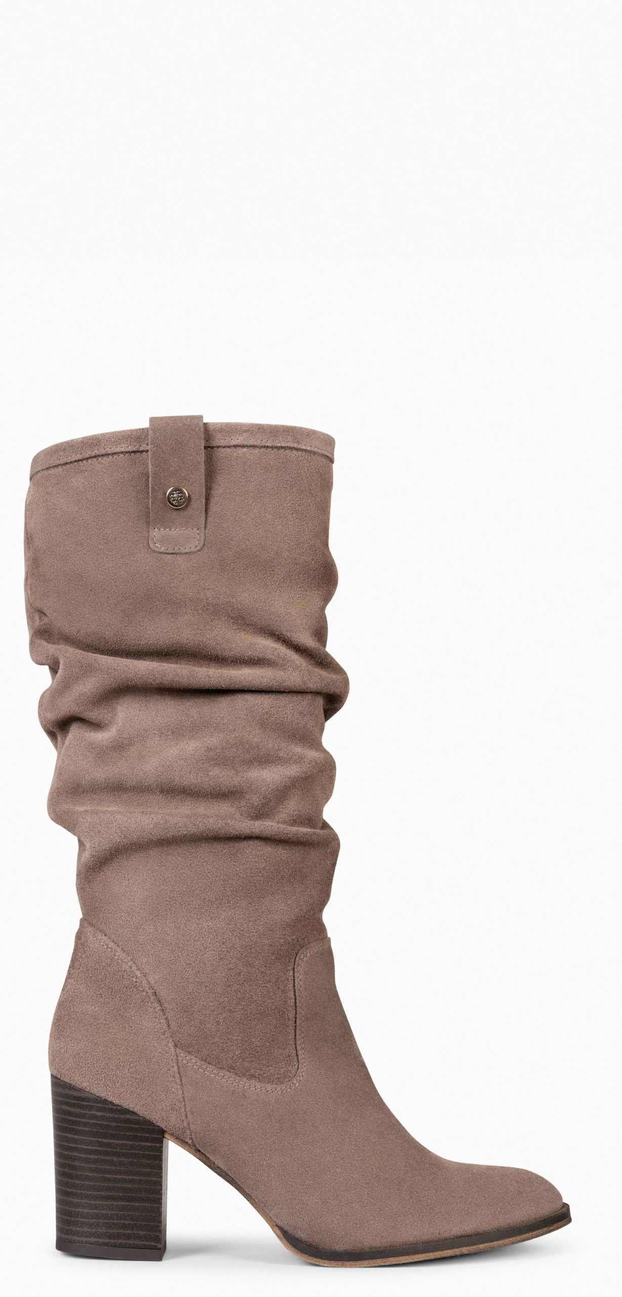 VILNA – Bottes plissées en daim TAUPE